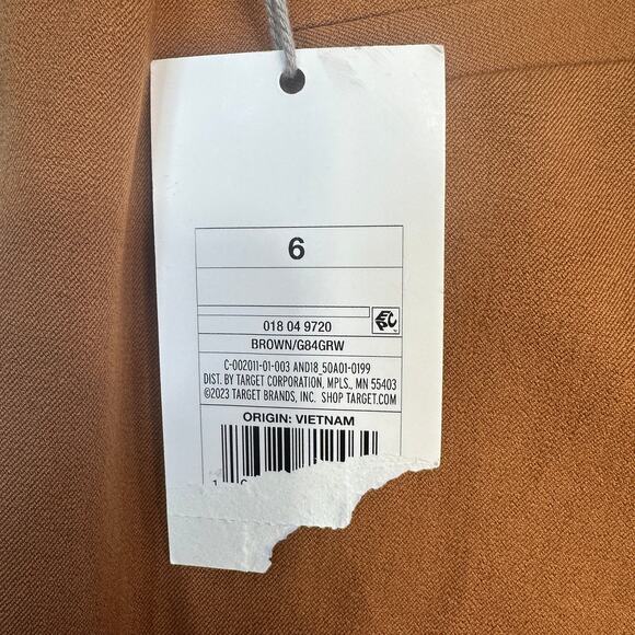 A New Day Kick Flare Pants WMNS 6 Brown High Rise Side Zip Stretch Elastic Waist - Picture 4 of 10